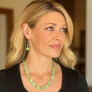 Murano Style Vintage Handmade glass beaded necklace earring set